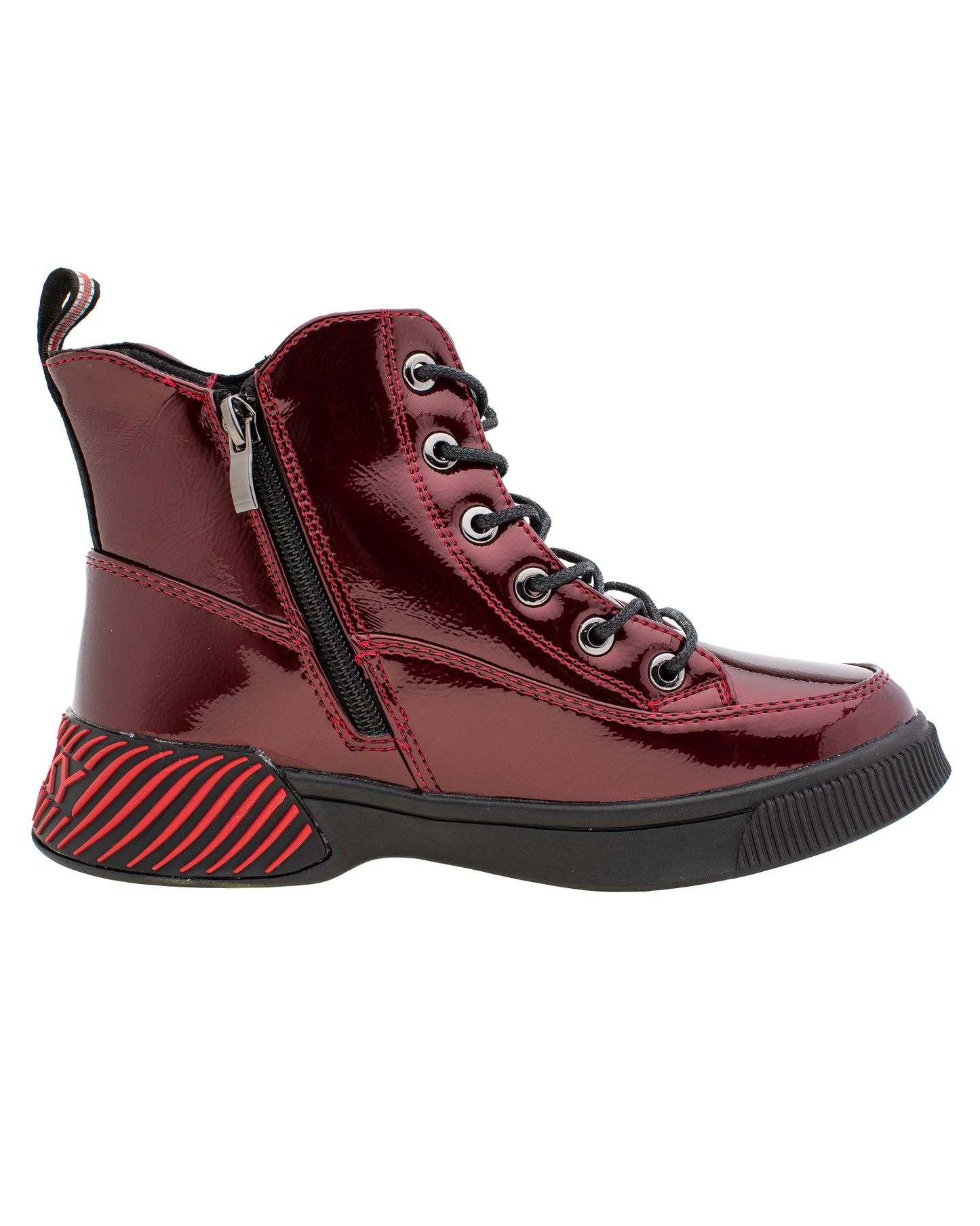Lucky Kids Lace-Up Glossy Ankle Boots