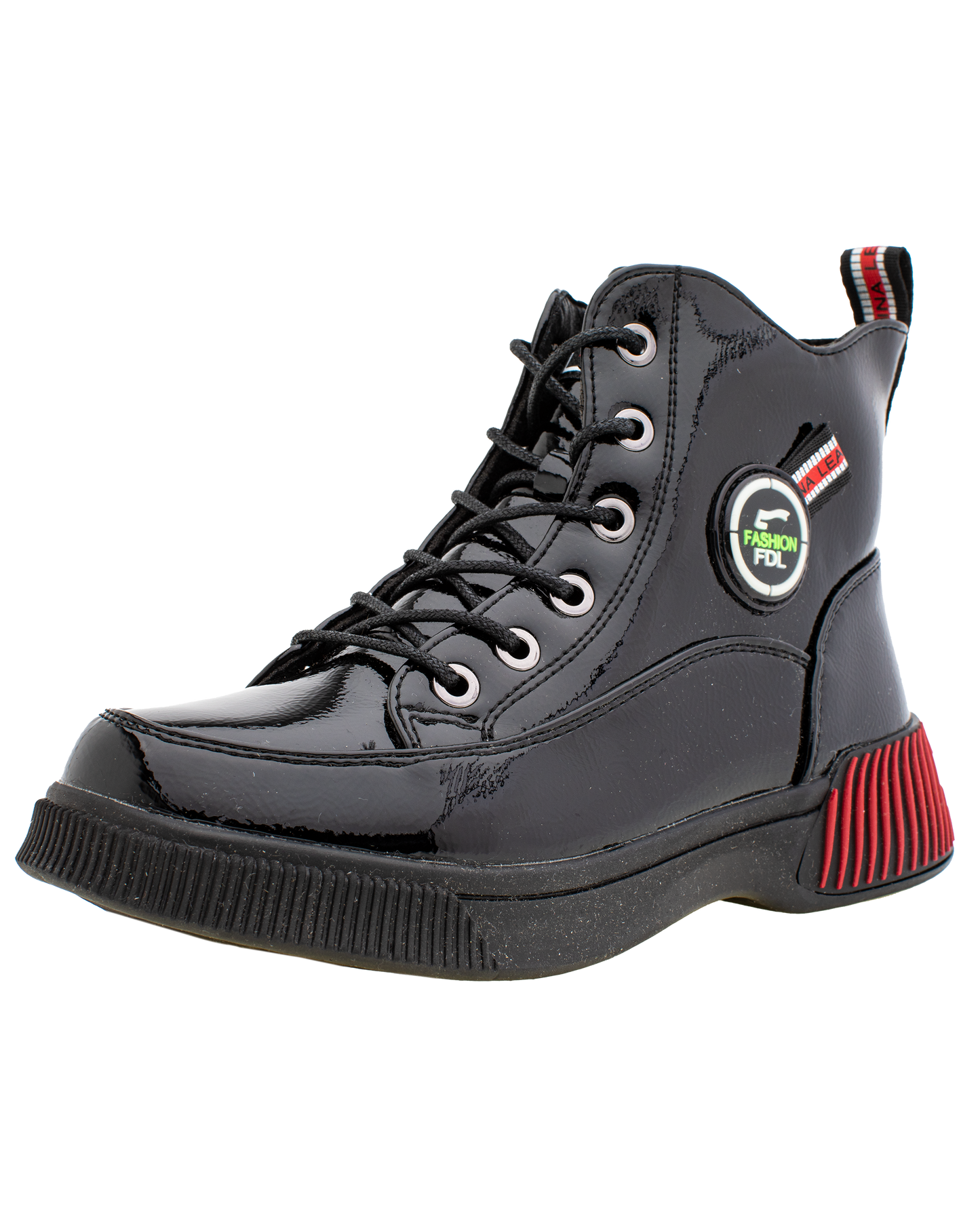 Lucky Kids Lace-Up Glossy Ankle Boots