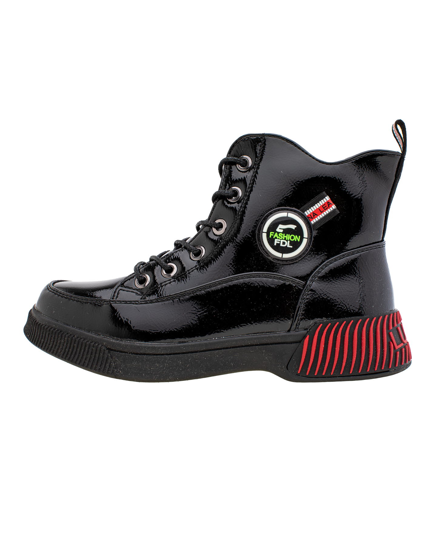 Lucky Kids Lace-Up Glossy Ankle Boots