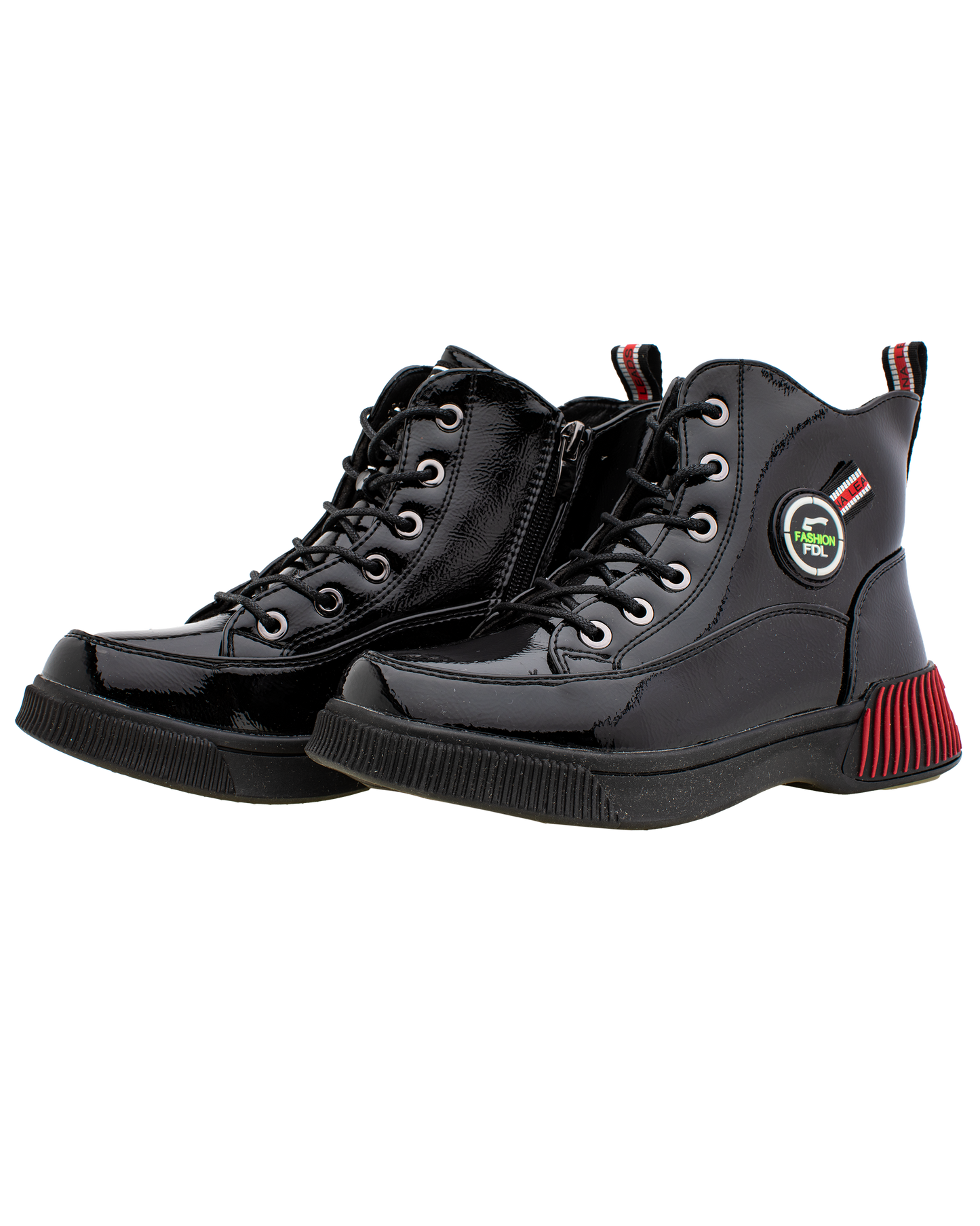 Lucky Kids Lace-Up Glossy Ankle Boots