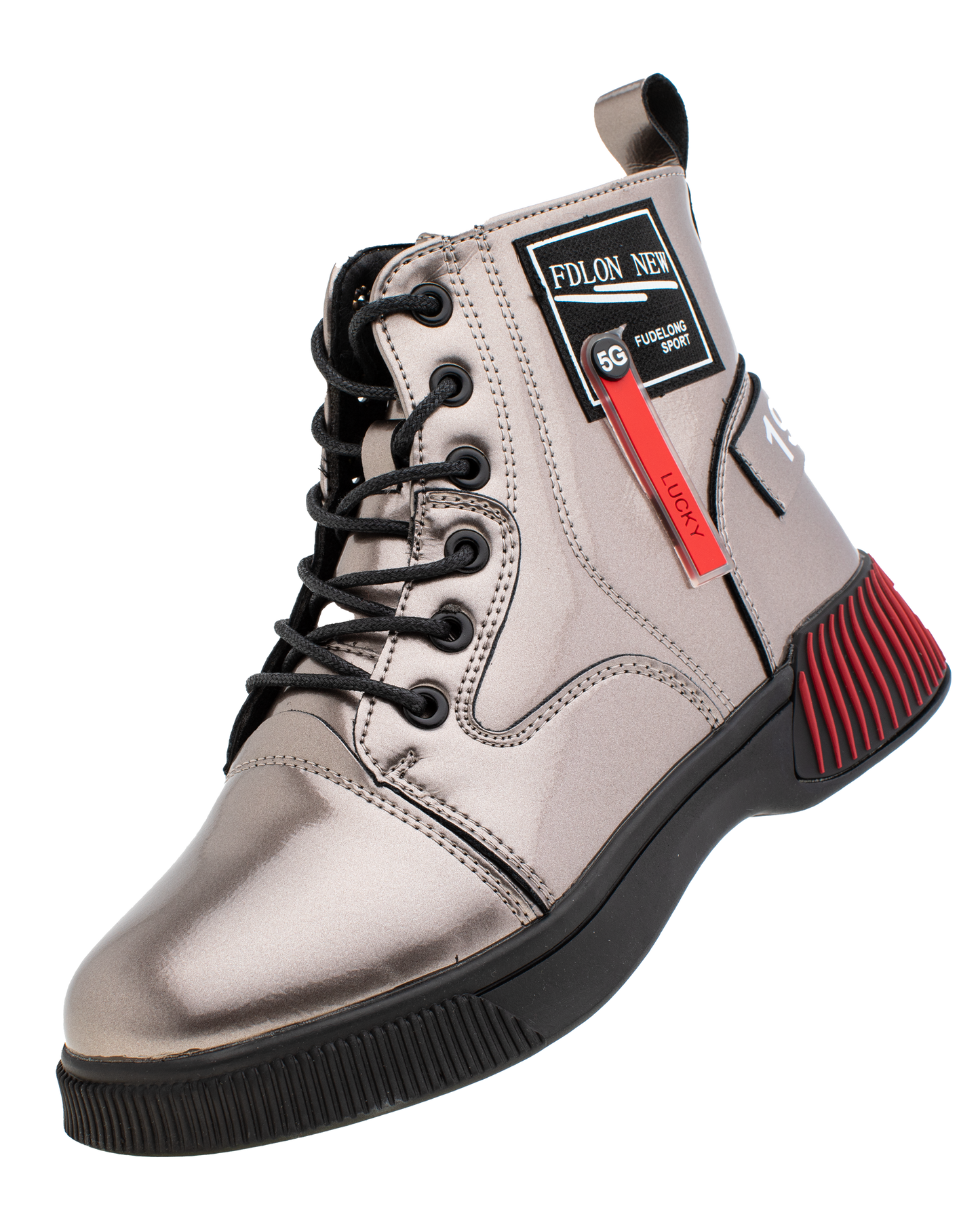 Lucky Kids Lace-Up Glossy Ankle Boots