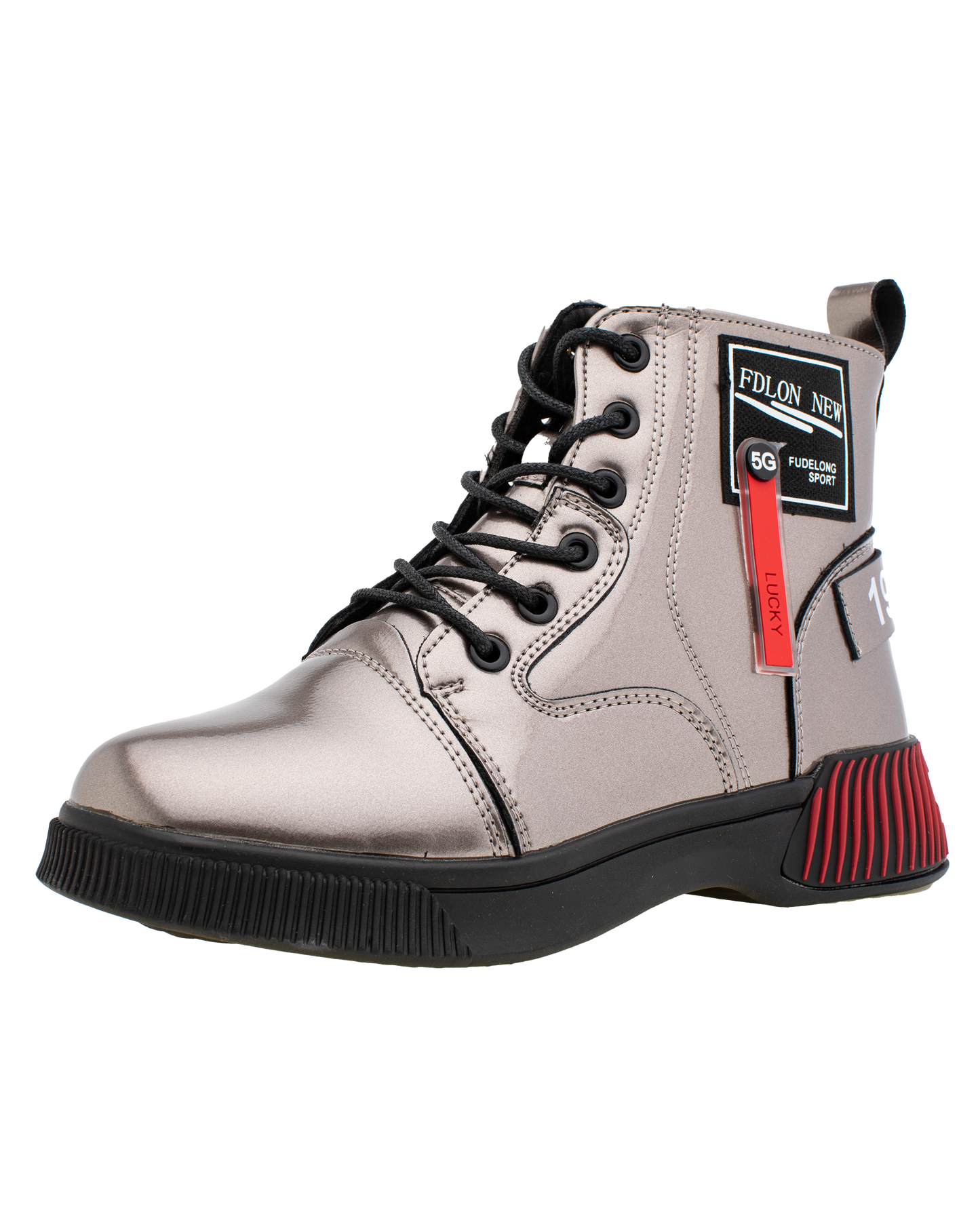 Lucky Kids Lace-Up Glossy Ankle Boots