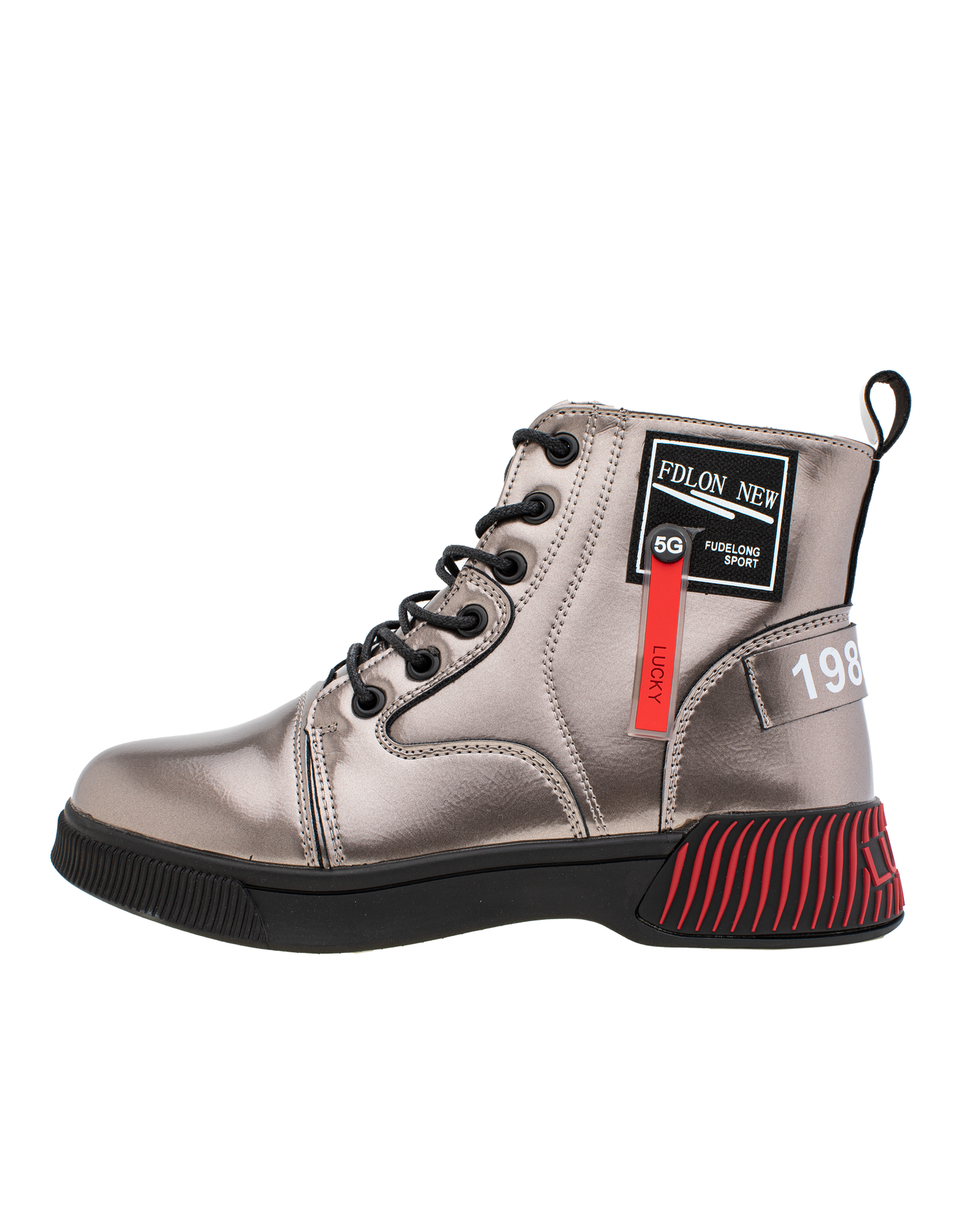 Lucky Kids Lace-Up Glossy Ankle Boots