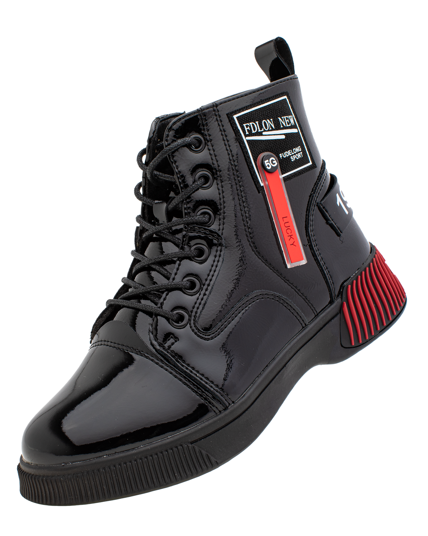 Lucky Kids Lace-Up Glossy Ankle Boots