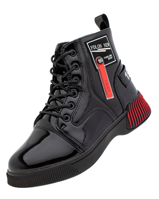 Lucky Kids Lace-Up Glossy Ankle Boots