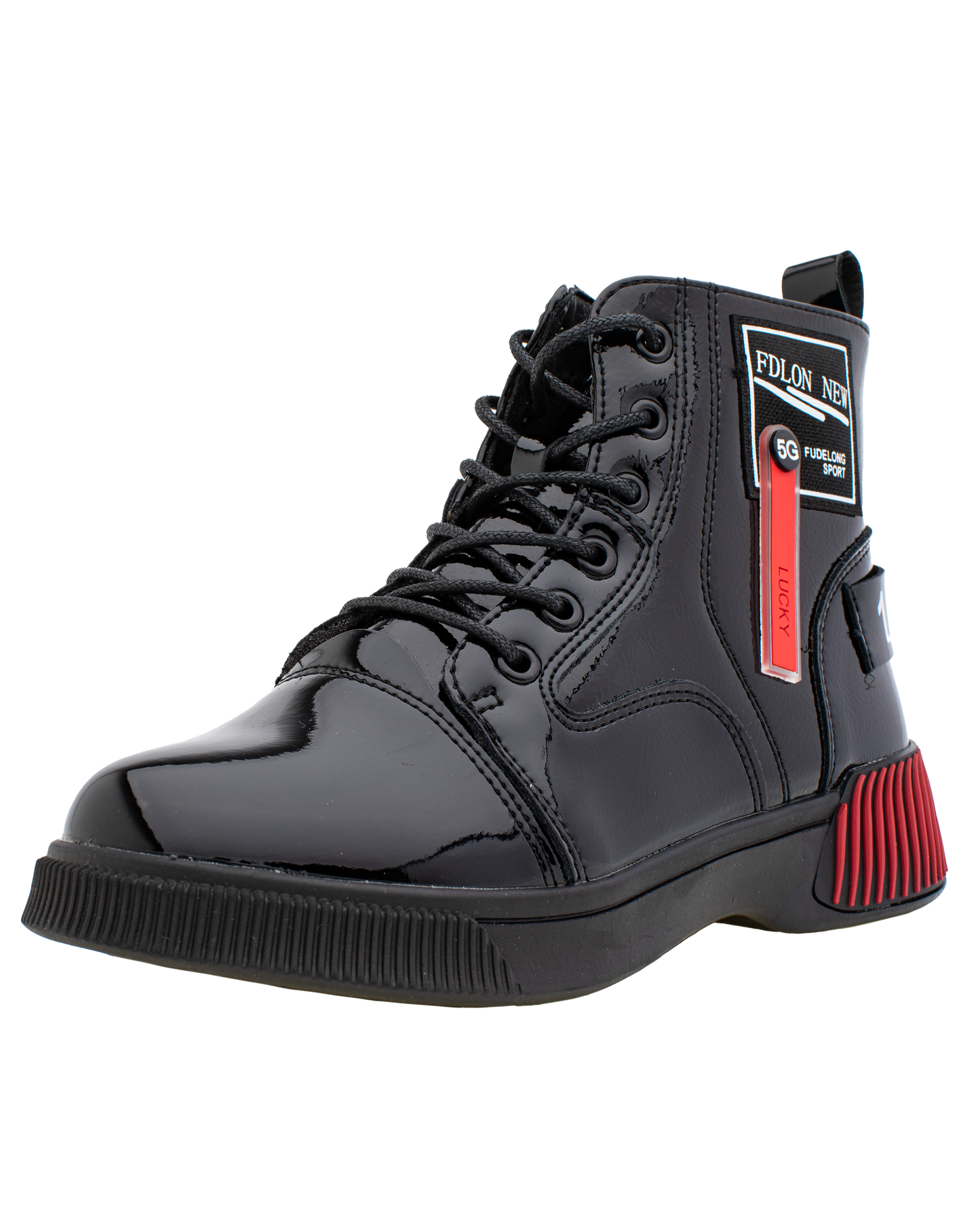 Lucky Kids Lace-Up Glossy Ankle Boots