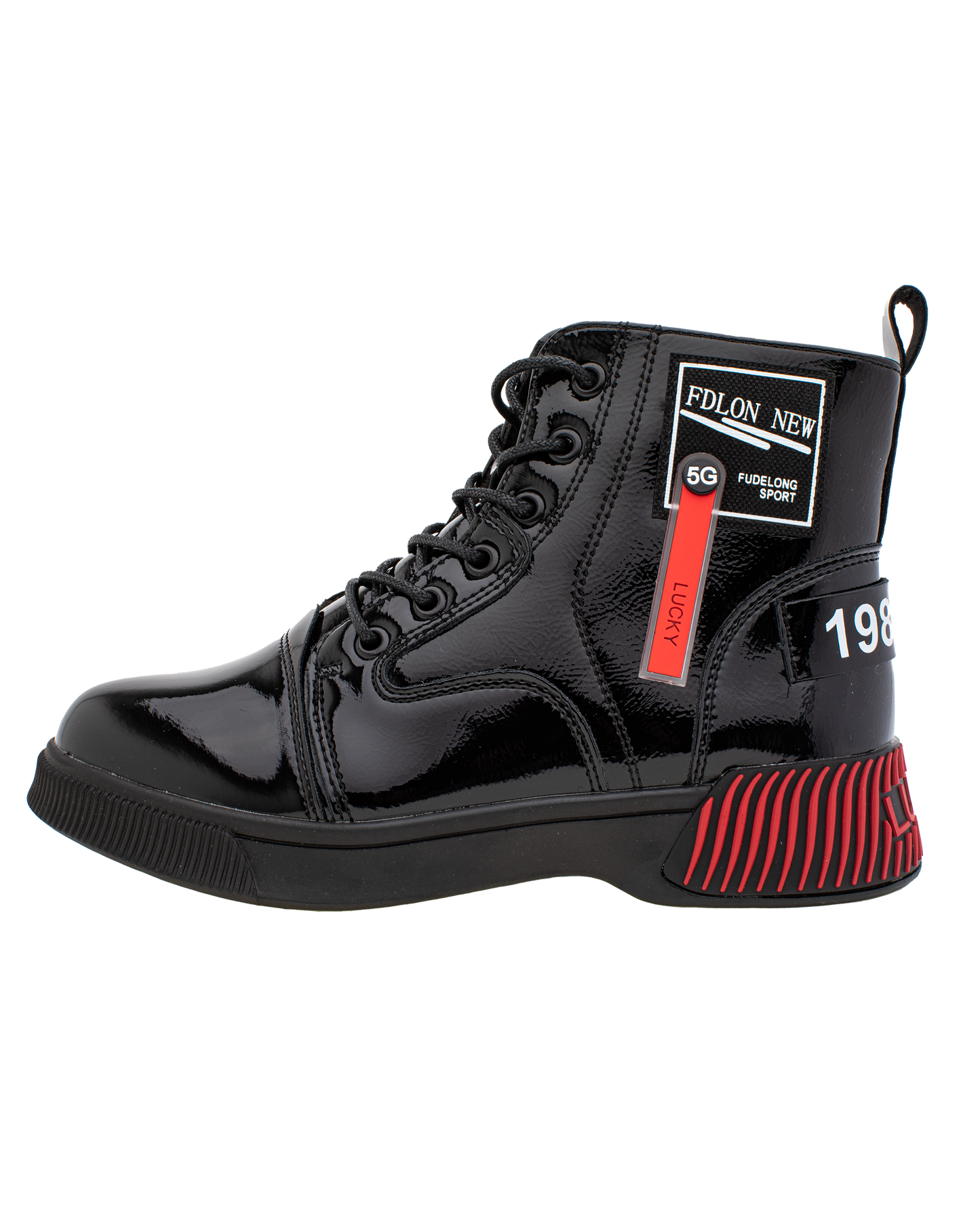 Lucky Kids Lace-Up Glossy Ankle Boots
