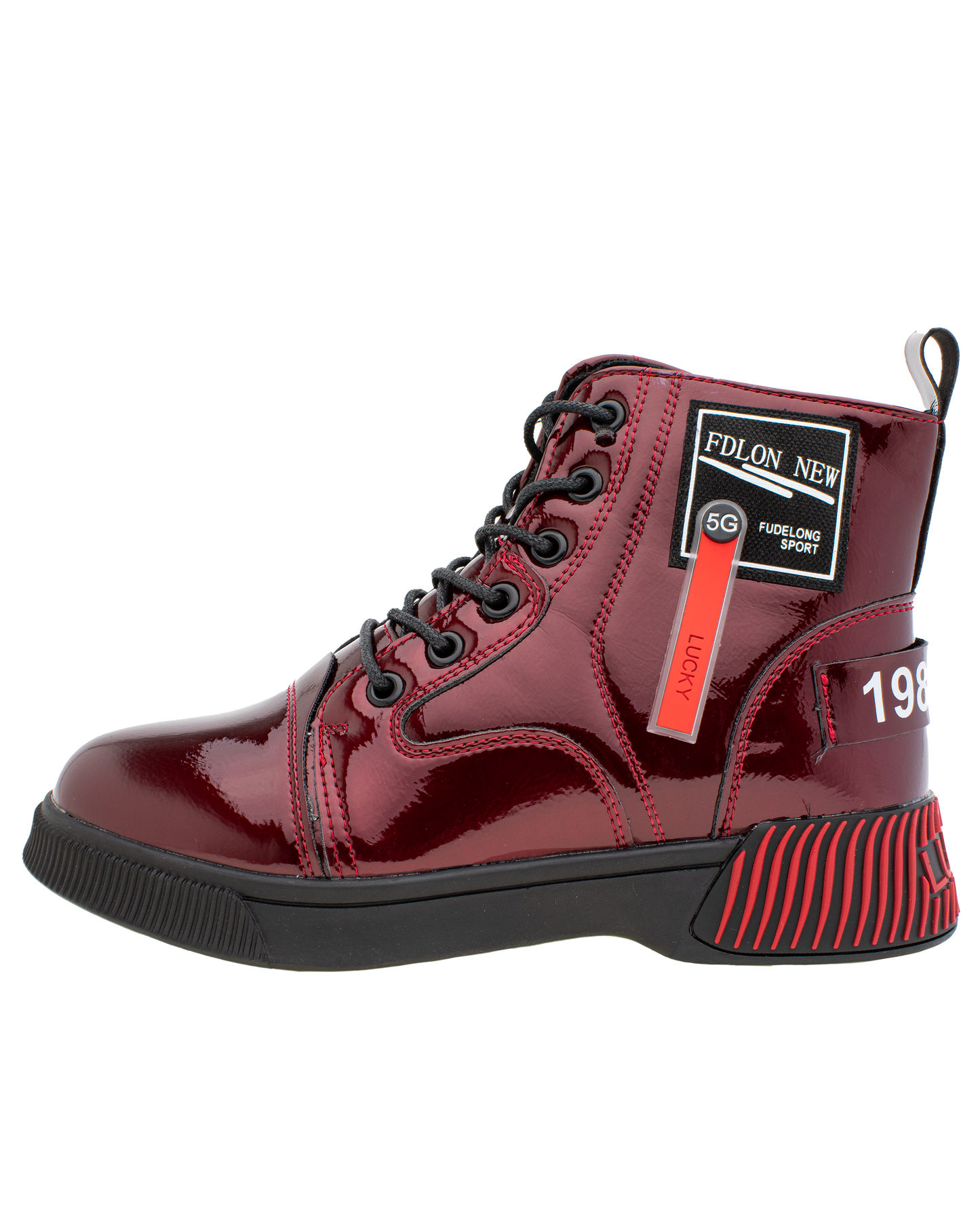 Lucky Kids Lace-Up Glossy Ankle Boots
