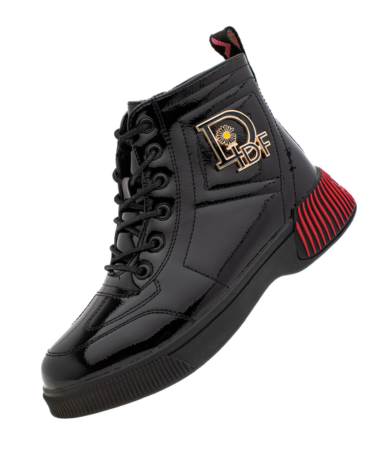 Lucky Kids Lace-Up Glossy Ankle Boots