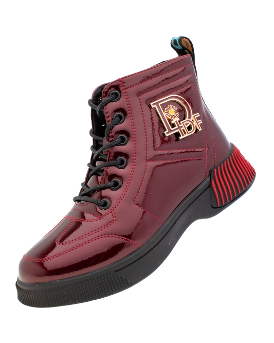 Lucky Kids Lace-Up Glossy Ankle Boots