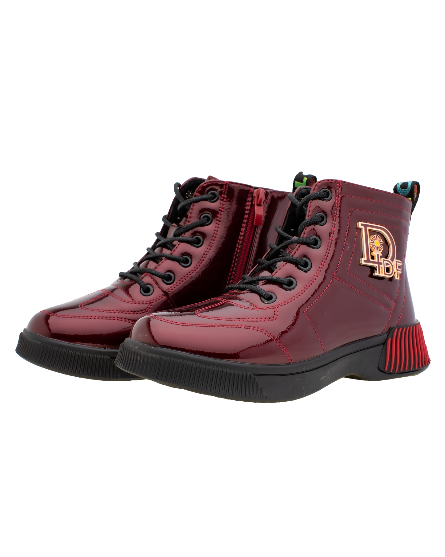 Lucky Kids Lace-Up Glossy Ankle Boots